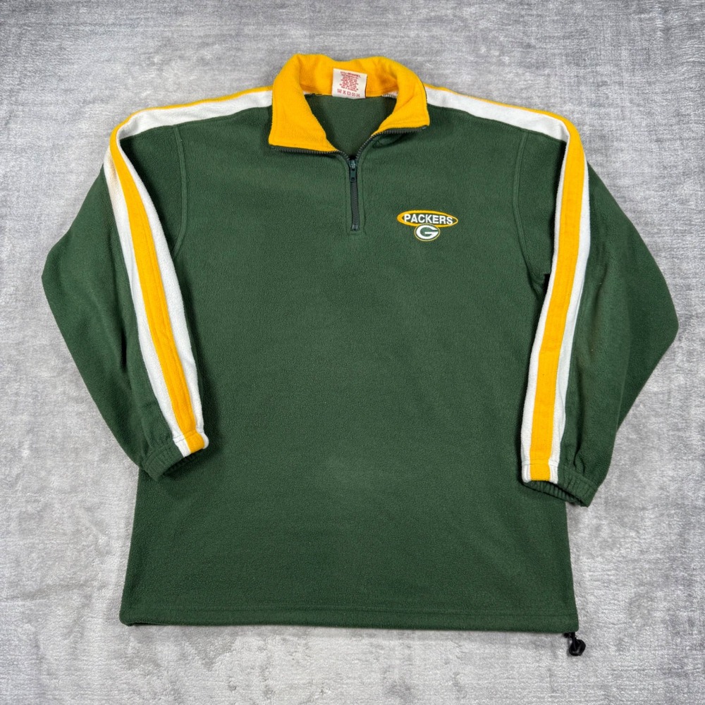 Green Bay Packers Sweatshirt Mens Medium Green Vintage Fleece Quarter Zip NFL